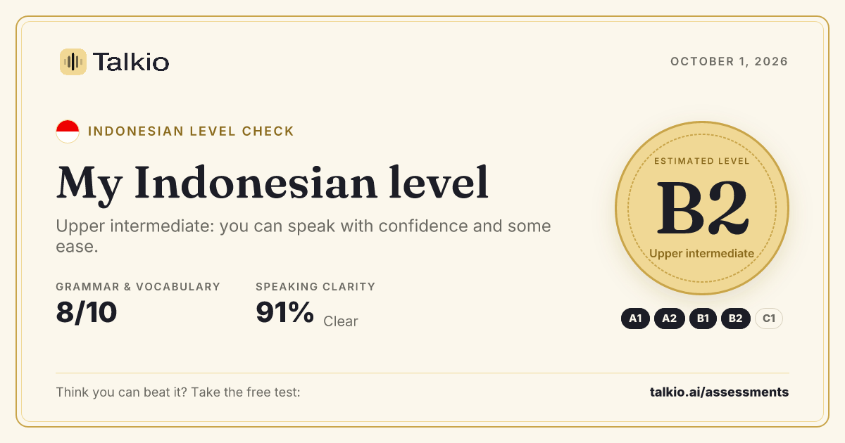 Example Indonesian level card